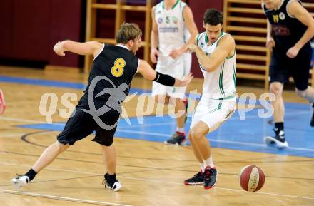 Basketball 2. Bundesliga 2015/16 Grunddurchgang 13. Runde. KOS Celovec gegen Woerthersee Piraten. Nenad Kalmanada, (KOS), Sebastian Huber (Piraten). Klagenfurt, am 19.12.2015.
Foto: Kuess
---
pressefotos, pressefotografie, kuess, qs, qspictures, sport, bild, bilder, bilddatenbank