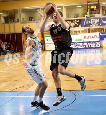 Basketball 2. Bundesliga 2015/16 Grunddurchgang 13. Runde. KOS Celovec gegen Woerthersee Piraten. Jakob Strazar,  (KOS), Christian Erschen (Piraten). Klagenfurt, am 19.12.2015.
Foto: Kuess
---
pressefotos, pressefotografie, kuess, qs, qspictures, sport, bild, bilder, bilddatenbank