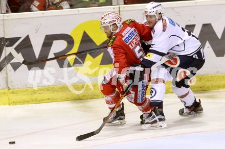 EBEL. Eishockey Bundesliga. KAC gegen 	VSV. Kevin Kapstad, (KAC), Adis Alagic (VSV). Klagenfurt, am 20.12.2015.
Foto: Kuess

---
pressefotos, pressefotografie, kuess, qs, qspictures, sport, bild, bilder, bilddatenbank