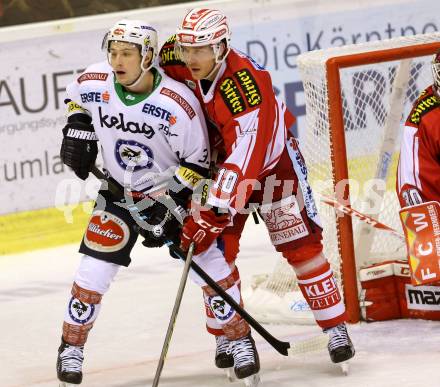 EBEL. Eishockey Bundesliga. KAC gegen 	VSV. Jonas Nordquist, (KAC),  Patrick Platzer (VSV). Klagenfurt, am 20.12.2015.
Foto: Kuess

---
pressefotos, pressefotografie, kuess, qs, qspictures, sport, bild, bilder, bilddatenbank