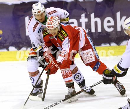 EBEL. Eishockey Bundesliga. KAC gegen 	VSV. Manuel Ganahl, (KAC), Daniel Nageler  (VSV). Klagenfurt, am 20.12.2015.
Foto: Kuess

---
pressefotos, pressefotografie, kuess, qs, qspictures, sport, bild, bilder, bilddatenbank