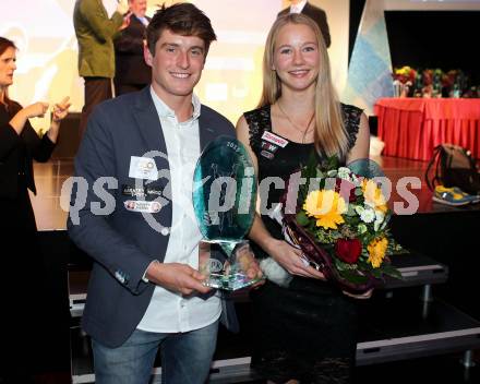 Sportgala. Nacht des Sports. Ehrung Sportler des Jahres. Rookies of the year. Mario Leitner, Sarah Lagger. Velden, 22.12.2015.
Foto: Kuess 
---
pressefotos, pressefotografie, kuess, qs, qspictures, sport, bild, bilder, bilddatenbank