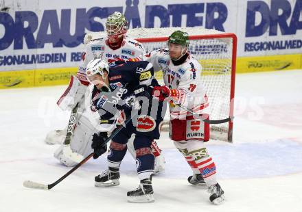 EBEL. Eishockey Bundesliga. EC VSV gegen HCB Suedtirol. Daniel Nageler, (VSV), Alexander Egger, Jaroslav Huebl (Bozen). Villach, am 1.1.2016.
Foto: Kuess 


---
pressefotos, pressefotografie, kuess, qs, qspictures, sport, bild, bilder, bilddatenbank