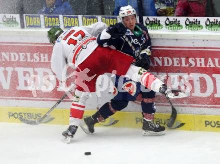 EBEL. Eishockey Bundesliga. EC VSV gegen HCB Suedtirol. Christian Jennes, (VSV), Alexander Egger (Bozen). Villach, am 1.1.2016.
Foto: Kuess 


---
pressefotos, pressefotografie, kuess, qs, qspictures, sport, bild, bilder, bilddatenbank