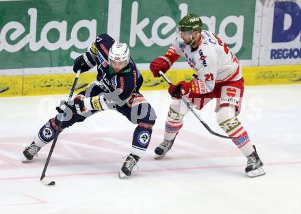 EBEL. Eishockey Bundesliga. EC VSV gegen HCB Suedtirol. Ziga Pance, (VSV), Luca Franza (Bozen). Villach, am 1.1.2016.
Foto: Kuess 


---
pressefotos, pressefotografie, kuess, qs, qspictures, sport, bild, bilder, bilddatenbank