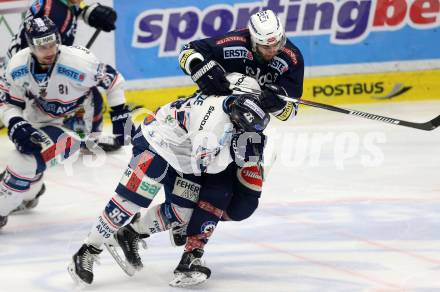 EBEL. Eishockey Bundesliga. EC VSV gegen Fehervar AV 19. Miha Verlic, (VSV), Peter Vincze  (Alba Volan). Villach, am 3.1.2016.
Foto: Kuess 


---
pressefotos, pressefotografie, kuess, qs, qspictures, sport, bild, bilder, bilddatenbank