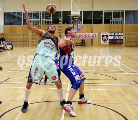 Basketball OEBV Cup. Raiders Villach gegen Swans Gmunden. Marko Kolaric (Villach), Matthias Mayer (Gmunden). Villach, am 3.1.2016.
Foto: Kuess
---
pressefotos, pressefotografie, kuess, qs, qspictures, sport, bild, bilder, bilddatenbank