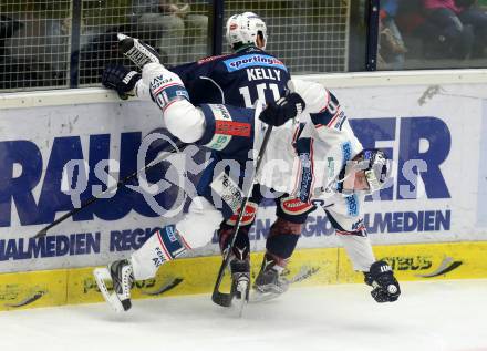 EBEL. Eishockey Bundesliga. EC VSV gegen Fehervar AV 19. Matt Kelly, (VSV), Istvan Bartalis  (Alba Volan). Villach, am 3.1.2016.
Foto: Kuess 


---
pressefotos, pressefotografie, kuess, qs, qspictures, sport, bild, bilder, bilddatenbank