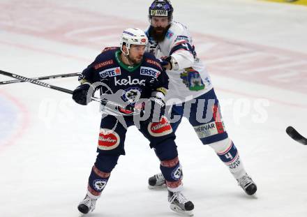 EBEL. Eishockey Bundesliga. EC VSV gegen Fehervar AV 19. Benjamin Petrik, (VSV), Antonin Manavian (Alba Volan). Villach, am 3.1.2016.
Foto: Kuess 


---
pressefotos, pressefotografie, kuess, qs, qspictures, sport, bild, bilder, bilddatenbank