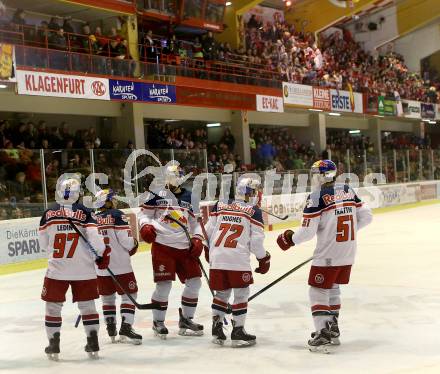 EBEL. Eishockey Bundesliga. KAC gegen EC Red Bull Salzburg. Torjubel Salzburg. Klagenfurt, am 5.1.2016.
Foto: Kuess

---
pressefotos, pressefotografie, kuess, qs, qspictures, sport, bild, bilder, bilddatenbank