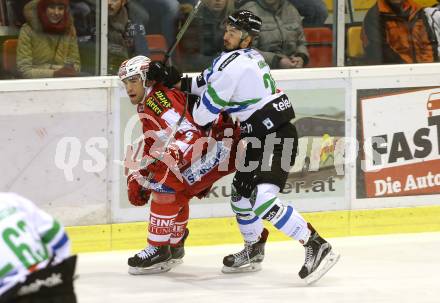 EBEL. Eishockey Bundesliga. KAC gegen HDD TELEMACH Olimpija Ljubljana. Mark Popovic,  (KAC), Gregor Koblar (Laibach). Klagenfurt, am 8.1.2016.
Foto: Kuess

---
pressefotos, pressefotografie, kuess, qs, qspictures, sport, bild, bilder, bilddatenbank