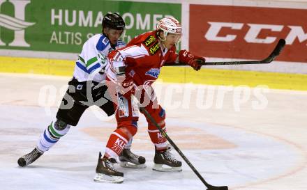 EBEL. Eishockey Bundesliga. KAC gegen HDD TELEMACH Olimpija Ljubljana. Patrick Harand, (KAC), Stefan Chaput (Laibach). Klagenfurt, am 8.1.2016.
Foto: Kuess

---
pressefotos, pressefotografie, kuess, qs, qspictures, sport, bild, bilder, bilddatenbank