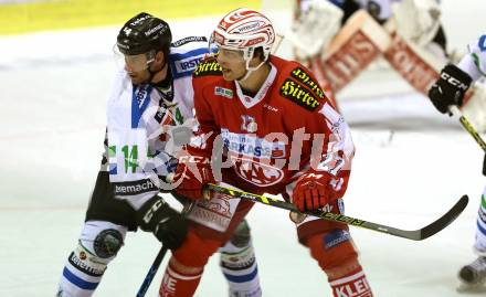 EBEL. Eishockey Bundesliga. KAC gegen HDD TELEMACH Olimpija Ljubljana. Thomas Hundertpfund,  (KAC), Matej Hocevar (Laibach). Klagenfurt, am 8.1.2016.
Foto: Kuess

---
pressefotos, pressefotografie, kuess, qs, qspictures, sport, bild, bilder, bilddatenbank