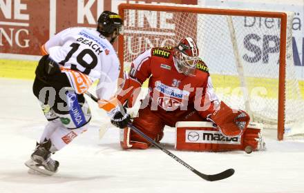 EBEL. Eishockey Bundesliga. KAC gegen 	Moser Medical Graz 99ers. Rene Swette, (KAC), Kyle Beach  (Graz). Klagenfurt, am 10.1.2016.
Foto: Kuess

---
pressefotos, pressefotografie, kuess, qs, qspictures, sport, bild, bilder, bilddatenbank