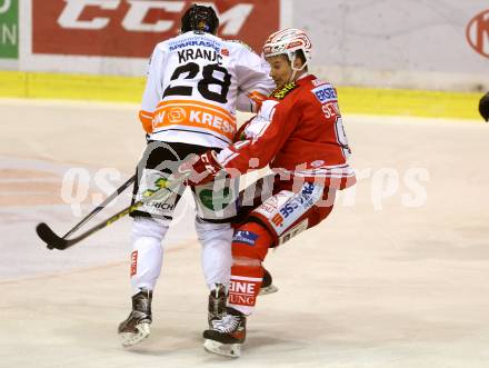 EBEL. Eishockey Bundesliga. KAC gegen 	Moser Medical Graz 99ers. Oliver Setzinger,  (KAC), Ales Kranjc (Graz). Klagenfurt, am 10.1.2016.
Foto: Kuess

---
pressefotos, pressefotografie, kuess, qs, qspictures, sport, bild, bilder, bilddatenbank