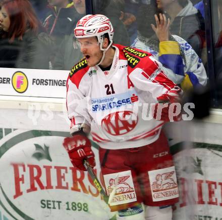 EBEL. Eishockey Bundesliga. EC VSV gegen KAC. Torjubel Manuel Geier (KAC). Villach, am 15.1.2016.
Foto: Kuess 


---
pressefotos, pressefotografie, kuess, qs, qspictures, sport, bild, bilder, bilddatenbank