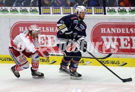 EBEL. Eishockey Bundesliga. EC VSV gegen KAC. Matt Kelly, (VSV), Daniel Ban (KAC). Villach, am 15.1.2016.
Foto: Kuess 


---
pressefotos, pressefotografie, kuess, qs, qspictures, sport, bild, bilder, bilddatenbank