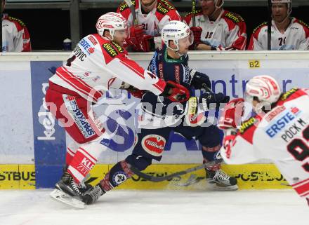 EBEL. Eishockey Bundesliga. EC VSV gegen KAC. Dustin Johner,  (VSV), Mark Popovic (KAC). Villach, am 15.1.2016.
Foto: Kuess 


---
pressefotos, pressefotografie, kuess, qs, qspictures, sport, bild, bilder, bilddatenbank