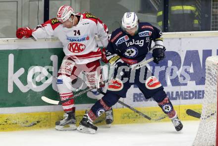 EBEL. Eishockey Bundesliga. EC VSV gegen KAC. David Kreuter,  (VSV), Jamie Lundmark (KAC). Villach, am 15.1.2016.
Foto: Kuess 


---
pressefotos, pressefotografie, kuess, qs, qspictures, sport, bild, bilder, bilddatenbank