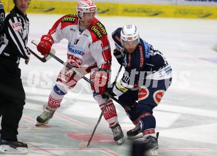 EBEL. Eishockey Bundesliga. EC VSV gegen KAC. Brock McBride, (VSV), Patrick Harand (KAC). Villach, am 15.1.2016.
Foto: Kuess 


---
pressefotos, pressefotografie, kuess, qs, qspictures, sport, bild, bilder, bilddatenbank