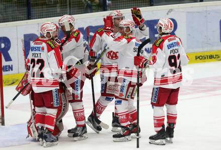 EBEL. Eishockey Bundesliga. EC VSV gegen KAC. Jubel (KAC). Villach, am 15.1.2016.
Foto: Kuess 


---
pressefotos, pressefotografie, kuess, qs, qspictures, sport, bild, bilder, bilddatenbank