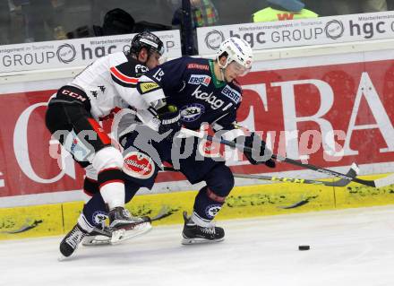 EBEL. Eishockey Bundesliga. EC VSV gegen HC Orli Znojmo. Stefan Bacher,  (VSV), Roman Tomas (Znojmo). Villach, am 17.1.2016.
Foto: Kuess 


---
pressefotos, pressefotografie, kuess, qs, qspictures, sport, bild, bilder, bilddatenbank