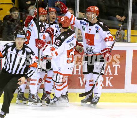 EBEL. Eishockey Bundesliga. KAC gegen 	HC TWK Innsbruck. Torjubel Innsbruck. Klagenfurt, am 22.1.2016.
Foto: Kuess

---
pressefotos, pressefotografie, kuess, qs, qspictures, sport, bild, bilder, bilddatenbank