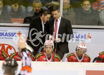 EBEL. Eishockey Bundesliga. KAC gegen 	HC TWK Innsbruck. Trainer Akexander Mellitzer, Co-Trainer Kirk Furey (KAC). Klagenfurt, am 22.1.2016.
Foto: Kuess

---
pressefotos, pressefotografie, kuess, qs, qspictures, sport, bild, bilder, bilddatenbank