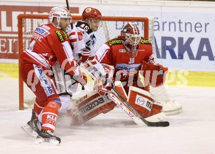 EBEL. Eishockey Bundesliga. KAC gegen 	HC TWK Innsbruck. Mark Popovic, Rene Swette,  (KAC), David Schuller (Innsbruck). Klagenfurt, am 22.1.2016.
Foto: Kuess

---
pressefotos, pressefotografie, kuess, qs, qspictures, sport, bild, bilder, bilddatenbank