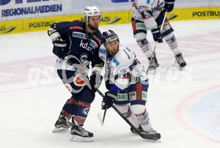 EBEL. Eishockey Bundesliga. EC VSV gegen Fehervar AV 19. Matt Kelly,  (VSV), Csaba Kovacs (Fehervar). Villach, am 26.1.2016.
Foto: Kuess 


---
pressefotos, pressefotografie, kuess, qs, qspictures, sport, bild, bilder, bilddatenbank