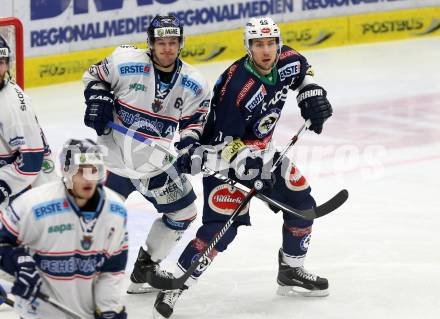 EBEL. Eishockey Bundesliga. EC VSV gegen Fehervar AV 19. Mark Santorelli, (VSV), Kevin Wehrs (Fehervar). Villach, am 26.1.2016.
Foto: Kuess 


---
pressefotos, pressefotografie, kuess, qs, qspictures, sport, bild, bilder, bilddatenbank