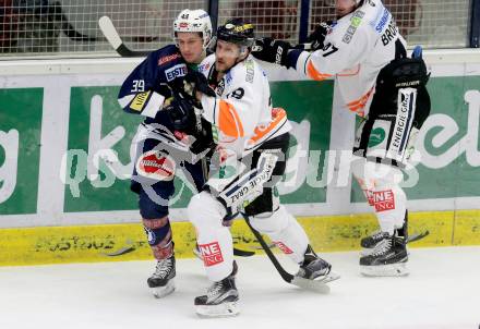 EBEL. Eishockey Bundesliga. EC VSV gegen Moser Medical Graz99ers. Patrick Platzer, (VSV),  Philipp Pinter (Graz). Villach, am 29.1.2016.
Foto: Kuess 


---
pressefotos, pressefotografie, kuess, qs, qspictures, sport, bild, bilder, bilddatenbank