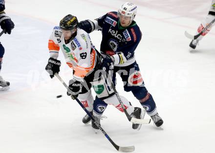 EBEL. Eishockey Bundesliga. EC VSV gegen Moser Medical Graz99ers. Stefan Bacher, (VSV), Alexander Feichtner (Graz). Villach, am 29.1.2016.
Foto: Kuess 


---
pressefotos, pressefotografie, kuess, qs, qspictures, sport, bild, bilder, bilddatenbank