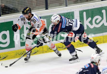 EBEL. Eishockey Bundesliga. EC VSV gegen Moser Medical Graz99ers. Stefan Bacher, (VSV), Stephen Werner (Graz). Villach, am 29.1.2016.
Foto: Kuess 


---
pressefotos, pressefotografie, kuess, qs, qspictures, sport, bild, bilder, bilddatenbank