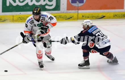 EBEL. Eishockey Bundesliga. EC VSV gegen Moser Medical Graz99ers. Nico Brunner, (VSV), Philipp Pinter (Graz). Villach, am 29.1.2016.
Foto: Kuess 


---
pressefotos, pressefotografie, kuess, qs, qspictures, sport, bild, bilder, bilddatenbank