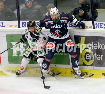 EBEL. Eishockey Bundesliga. EC VSV gegen Moser Medical Graz99ers. Richard Stehlik,  (VSV), Roland Kaspitz (Graz). Villach, am 29.1.2016.
Foto: Kuess 


---
pressefotos, pressefotografie, kuess, qs, qspictures, sport, bild, bilder, bilddatenbank