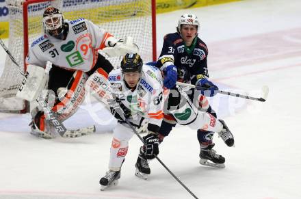 EBEL. Eishockey Bundesliga. EC VSV gegen Moser Medical Graz99ers. Christof Kromp,  (VSV), Kristof Reinthaler, Sebastian Dahm (Graz). Villach, am 29.1.2016.
Foto: Kuess 


---
pressefotos, pressefotografie, kuess, qs, qspictures, sport, bild, bilder, bilddatenbank