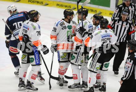 EBEL. Eishockey Bundesliga. EC VSV gegen Moser Medical Graz99ers. Torjubel Roland Kaspitz, Alexander Feichtner, Sabahudin KOvacevic, Philipp Pinter, Ales Kranjc (Graz). Villach, am 29.1.2016.
Foto: Kuess 


---
pressefotos, pressefotografie, kuess, qs, qspictures, sport, bild, bilder, bilddatenbank