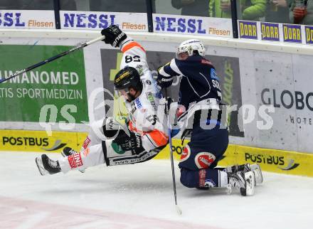 EBEL. Eishockey Bundesliga. EC VSV gegen Moser Medical Graz99ers. Markus Schlacher, (VSV), Alexander Feichtner (Graz). Villach, am 29.1.2016.
Foto: Kuess 


---
pressefotos, pressefotografie, kuess, qs, qspictures, sport, bild, bilder, bilddatenbank