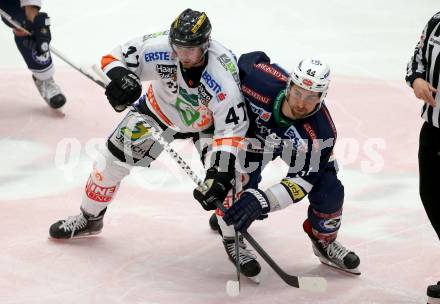 EBEL. Eishockey Bundesliga. EC VSV gegen Moser Medical Graz99ers. Eric HUnter,  (VSV), Evan Brophey (Graz). Villach, am 29.1.2016.
Foto: Kuess 


---
pressefotos, pressefotografie, kuess, qs, qspictures, sport, bild, bilder, bilddatenbank