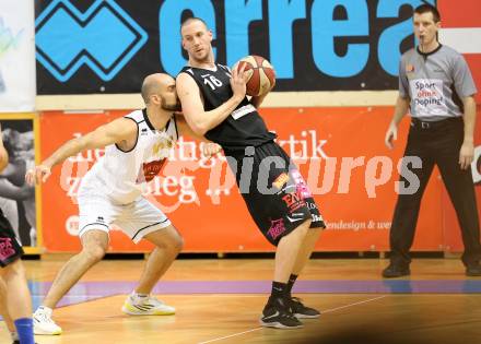 Basketball 2. Bundesliga 2015/16 Grunddurchgang 16. Runde. Woerthersee Piraten gegen Mattersburg Rocks. Joachim Buggelsheim, (Woerthersee Piraten), Corey Hallett  (Mattersburg). Klagenfurt, 30.1.2016.
Foto: Kuess
---
pressefotos, pressefotografie, kuess, qs, qspictures, sport, bild, bilder, bilddatenbank