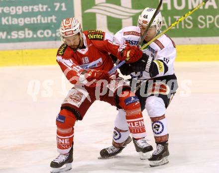 EBEL. Eishockey Bundesliga. KAC gegen VSV. Thomas Koch, (KAC), Brock McBride  (VSV). Klagenfurt, am 2.2.2016.
Foto: Kuess

---
pressefotos, pressefotografie, kuess, qs, qspictures, sport, bild, bilder, bilddatenbank