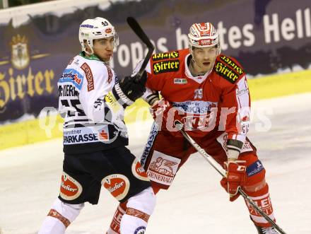 EBEL. Eishockey Bundesliga. KAC gegen VSV. Jean Francois Jacques, (KAC), Ryan McKiernan (VSV). Klagenfurt, am 2.2.2016.
Foto: Kuess

---
pressefotos, pressefotografie, kuess, qs, qspictures, sport, bild, bilder, bilddatenbank