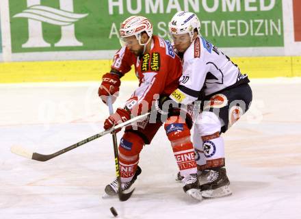 EBEL. Eishockey Bundesliga. KAC gegen VSV. Thomas Koch, (KAC), Brock McBride  (VSV). Klagenfurt, am 2.2.2016.
Foto: Kuess

---
pressefotos, pressefotografie, kuess, qs, qspictures, sport, bild, bilder, bilddatenbank