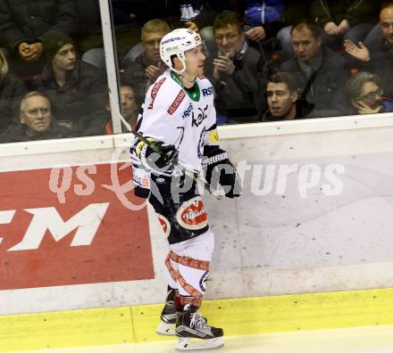 EBEL. Eishockey Bundesliga. KAC gegen VSV. Torjubel Dustin Johner (VSV). Klagenfurt, am 2.2.2016.
Foto: Kuess

---
pressefotos, pressefotografie, kuess, qs, qspictures, sport, bild, bilder, bilddatenbank