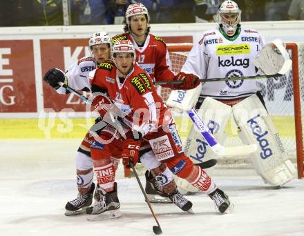 EBEL. Eishockey Bundesliga. KAC gegen VSV. Istvan Sofron, Manuel Ganahl (KAC), Nico Brunner, Jean-Philippe Lamoureux  (VSV). Klagenfurt, am 2.2.2016.
Foto: Kuess

---
pressefotos, pressefotografie, kuess, qs, qspictures, sport, bild, bilder, bilddatenbank