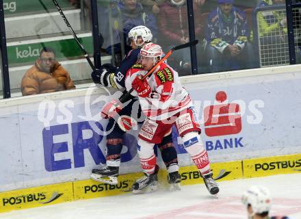 EBEL. Eishockey Bundesliga. EC VSV gegen KAC. Ryan McKiernan,  (VSV), Istvan Sofron (KAC). Villach, am 5.2.2016.
Foto: Kuess 


---
pressefotos, pressefotografie, kuess, qs, qspictures, sport, bild, bilder, bilddatenbank