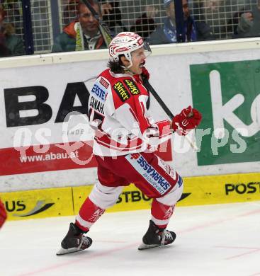 EBEL. Eishockey Bundesliga. EC VSV gegen KAC. Torjubel Manuel Ganahl (KAC). Villach, am 5.2.2016.
Foto: Kuess 


---
pressefotos, pressefotografie, kuess, qs, qspictures, sport, bild, bilder, bilddatenbank