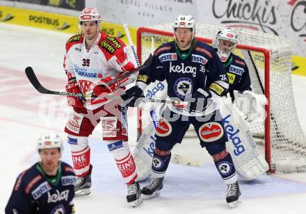 EBEL. Eishockey Bundesliga. EC VSV gegen KAC. Peter Robin Weihagerm Jean Philippe Lamoureux, (VSV), Jean Francois Jacques  (KAC). Villach, am 5.2.2016.
Foto: Kuess 


---
pressefotos, pressefotografie, kuess, qs, qspictures, sport, bild, bilder, bilddatenbank