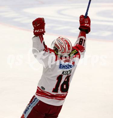 EBEL. Eishockey Bundesliga. EC VSV gegen KAC. Torjubel Thomas Koch,  (KAC). Villach, am 5.2.2016.
Foto: Kuess 


---
pressefotos, pressefotografie, kuess, qs, qspictures, sport, bild, bilder, bilddatenbank